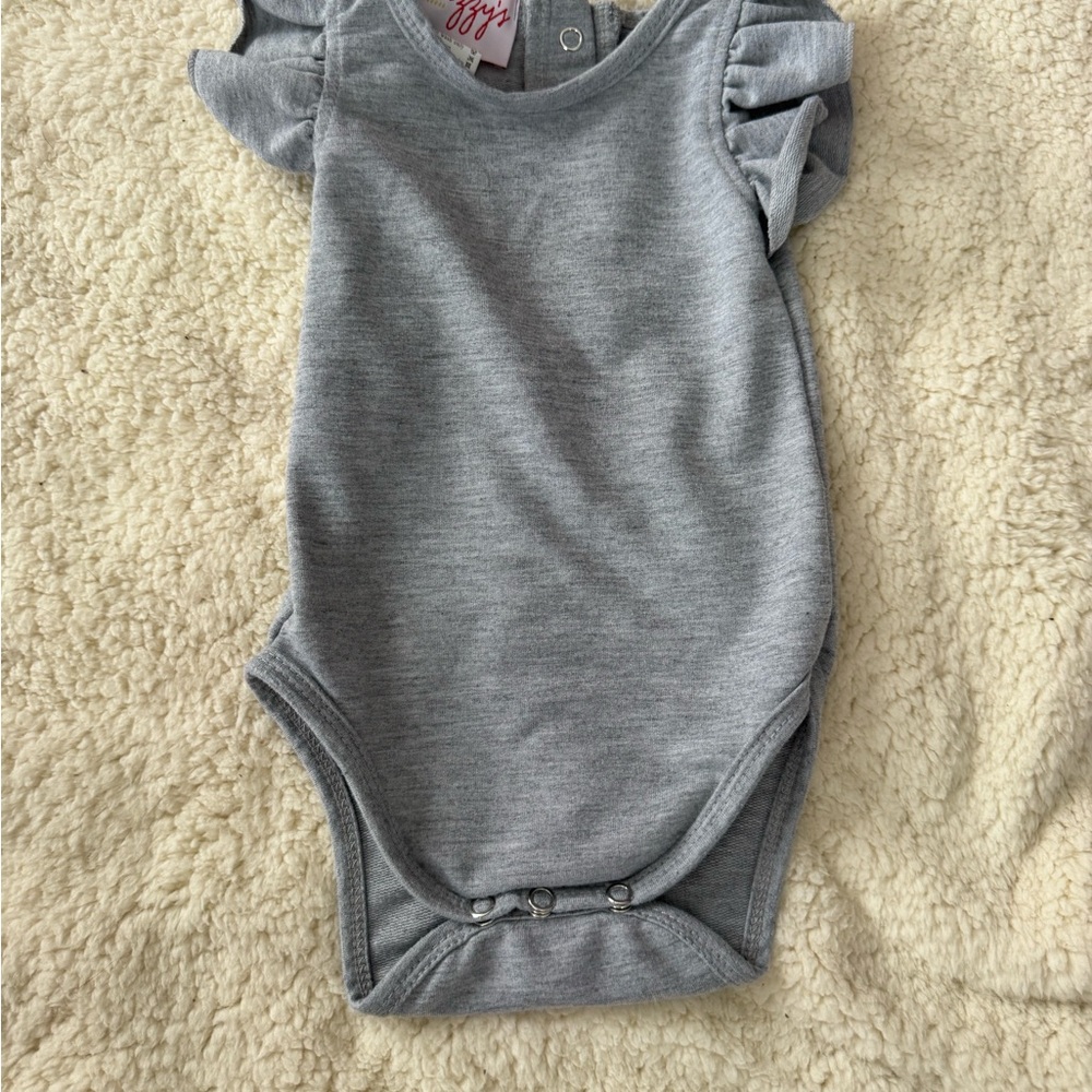 Gray Ruffled Sleeve Kids One Piece